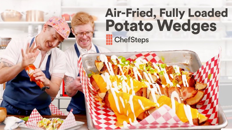 image 0 Cheesy Bacon-wrapped Fully Loaded Potatoes : Air-fried Potato Wedges : Chefsteps
