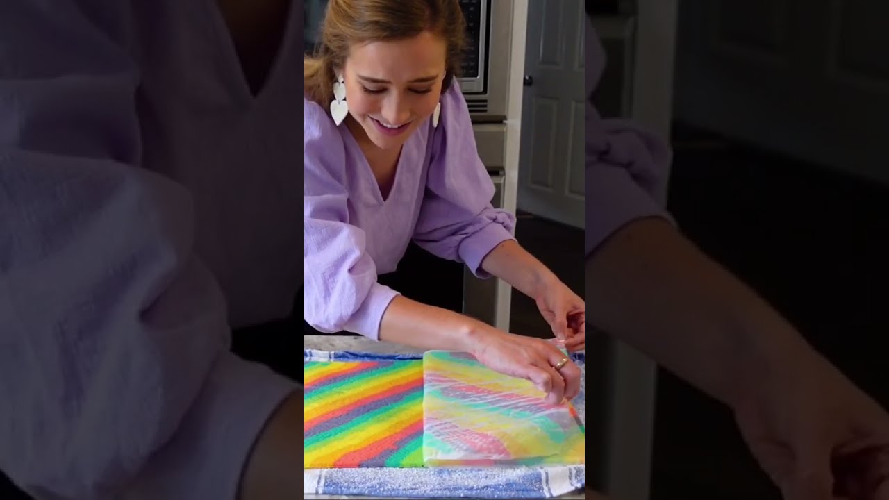 image 0 How To Make Rainbow Swirl Cake! #shorts