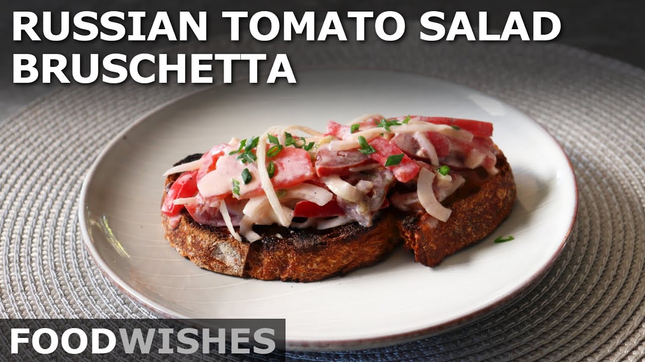 image 0 Russian Tomato Salad Bruschetta - Food Wishes