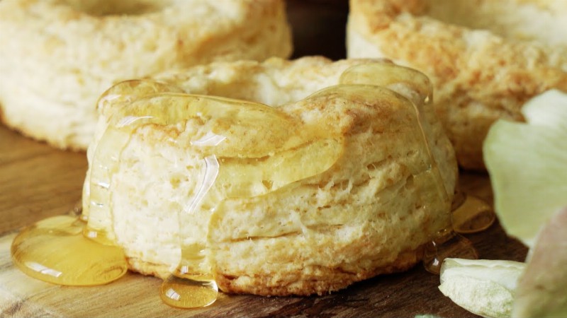 image 0 The Fluffiest & Flakiest Breakfast Honey Biscuits